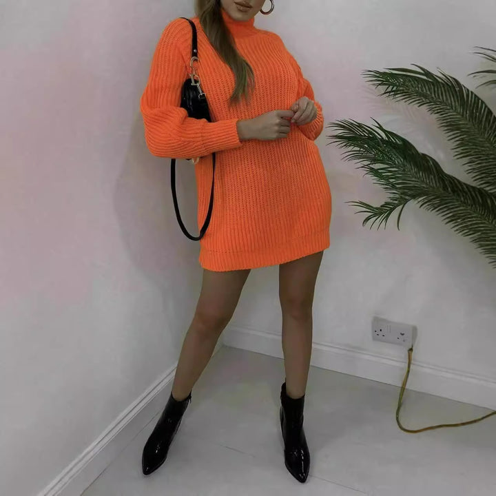 Damen Oversized Pulli mit hohem Kragen und Struktur Drune