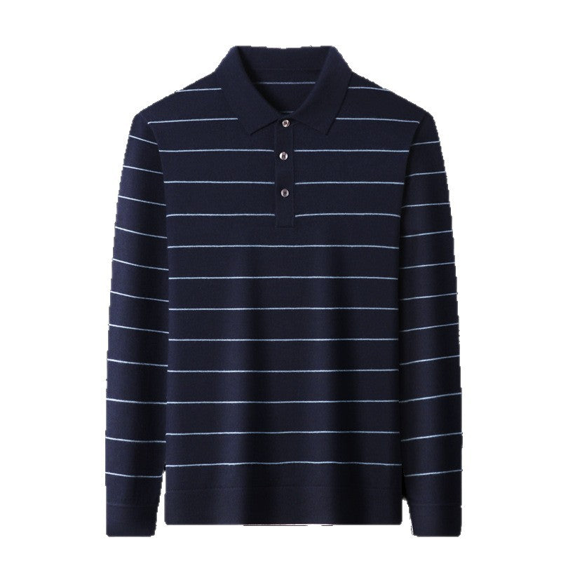 Herren Langarm-Polohemd mit feinem Streifenmuster und bequemer Passform Drune