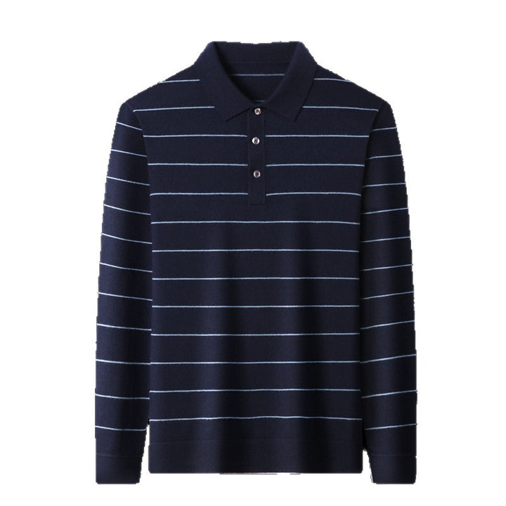 Herren Langarm-Polohemd mit feinem Streifenmuster und bequemer Passform Drune