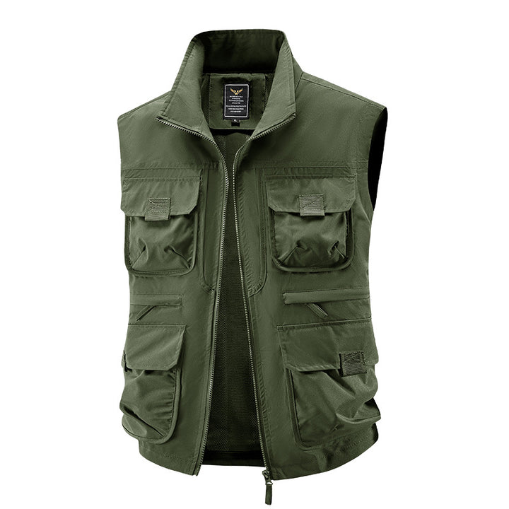 Herren taktische Multifunktionsweste mit zahlreichen Mehrzwecktaschen, leichtem Ripstop & Mesh‑Futter Drune