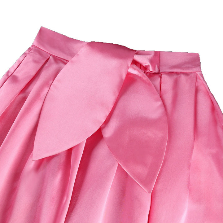 Damen Eleganter Satin-Rock mit breitem Bund und Schärpen-Detail Drune