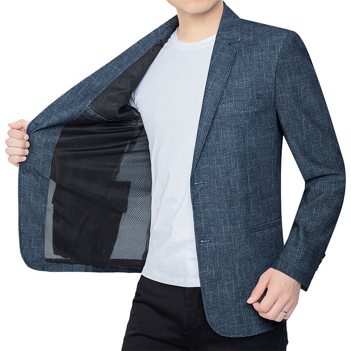 Herren Unstrukturiertes Slim-Fit Sakko mit leichtem Stretch und halber Innenfütterung Drune