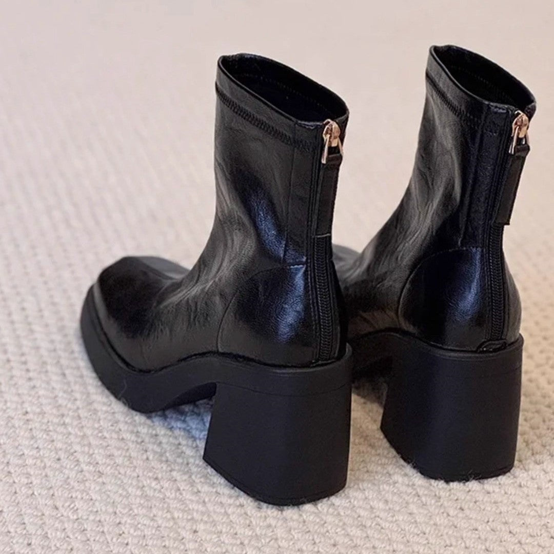 Damen elegante Stiefeletten mit moderner Silhouette und robustem Blockabsatz Drune