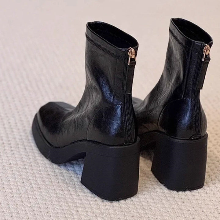 Damen elegante Stiefeletten mit moderner Silhouette und robustem Blockabsatz Drune