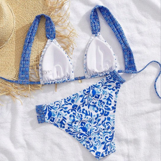 Damen Bikini mit dekorativen Rüschen und elegantem Muster Drune