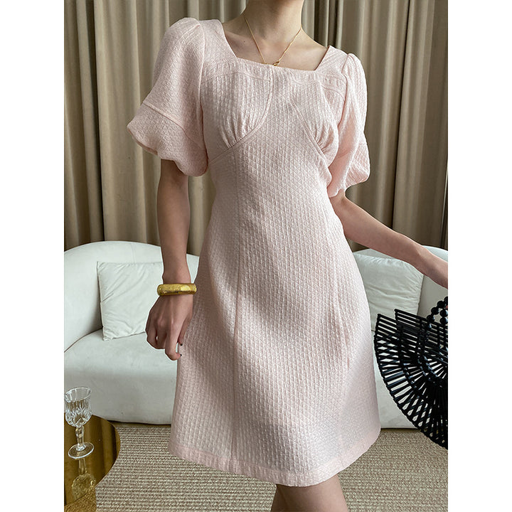 Damen Mini-Kleid mit puffärmeligen Details und strukturiertem Obermaterial Drune