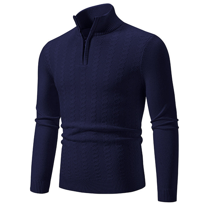 Herren Strickpullover mit Reißverschluss und grafischem Zopfmuster Drune