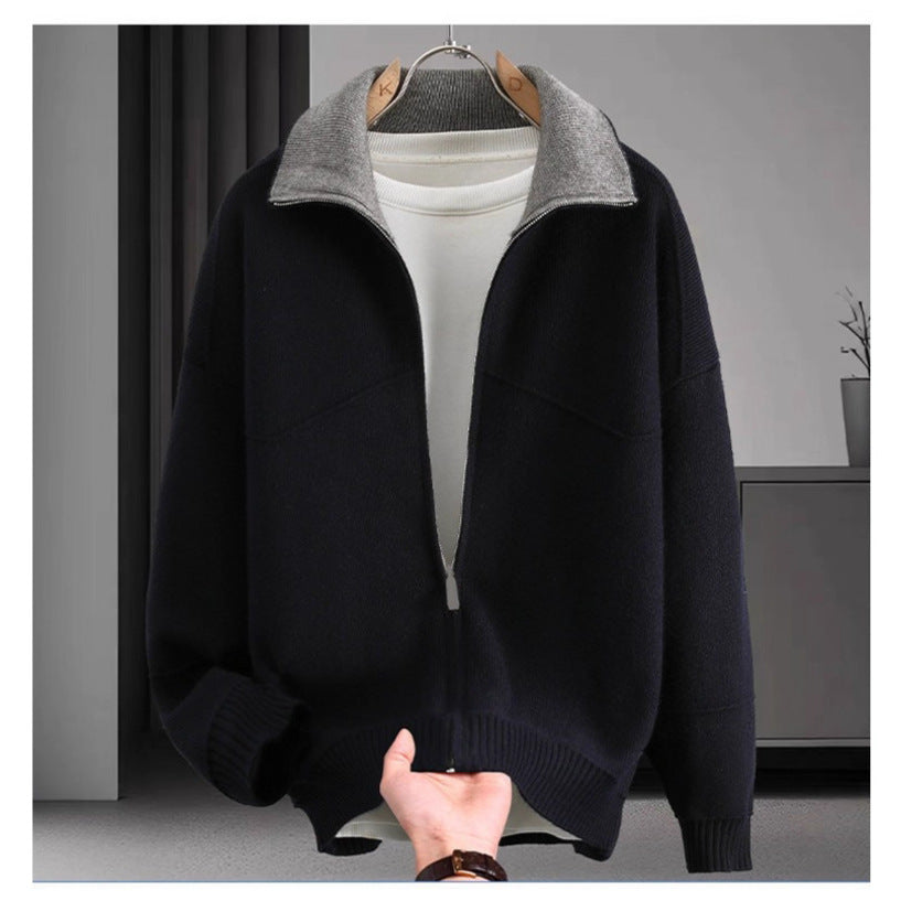 Herren Stylische Sweatjacke mit hohem Kragen Drune