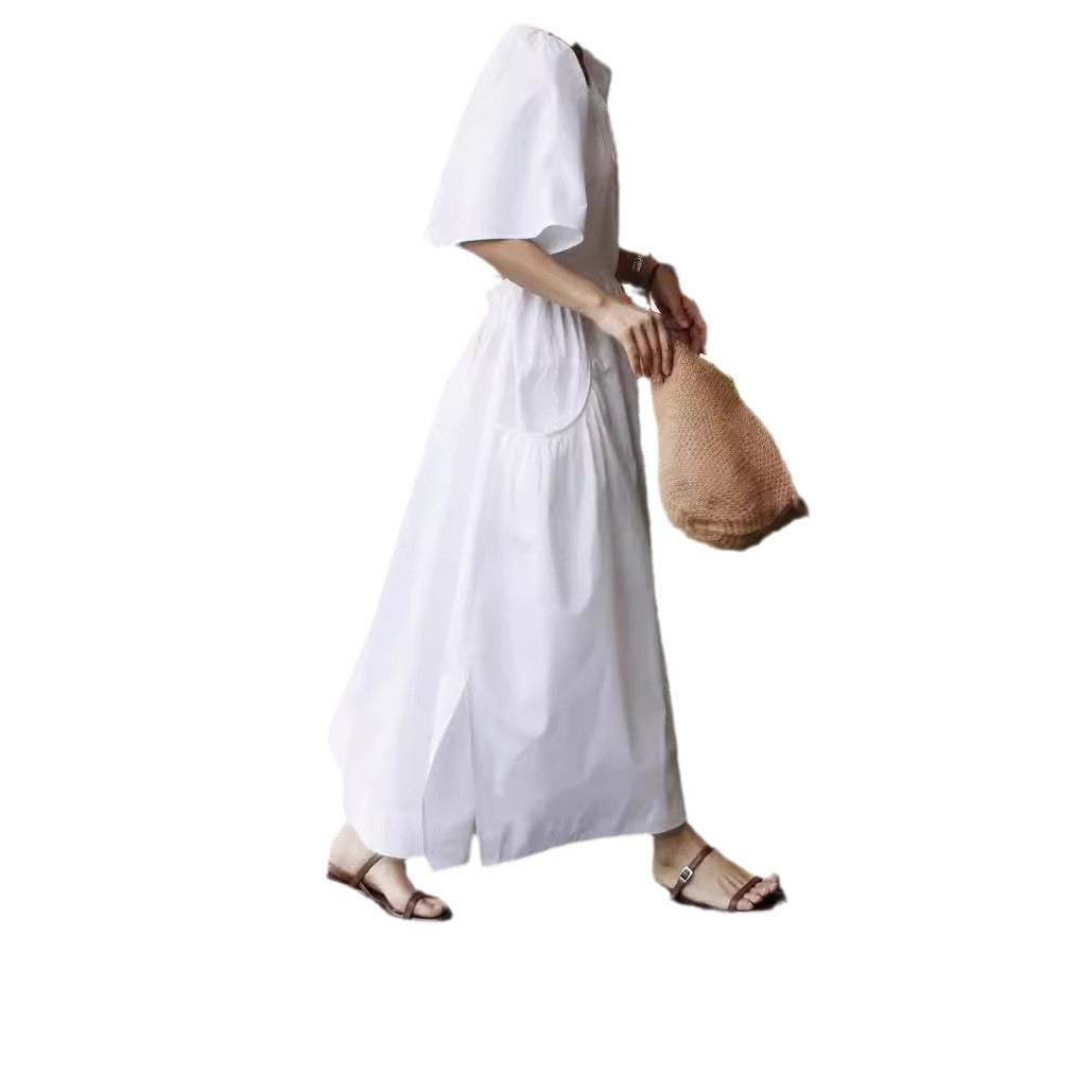 Damen Zweiteiliges Midaxi-Set aus Baumwolle mit Cropped-Top, Cut-Out-Taille und hohem Seitenschlitz Drune