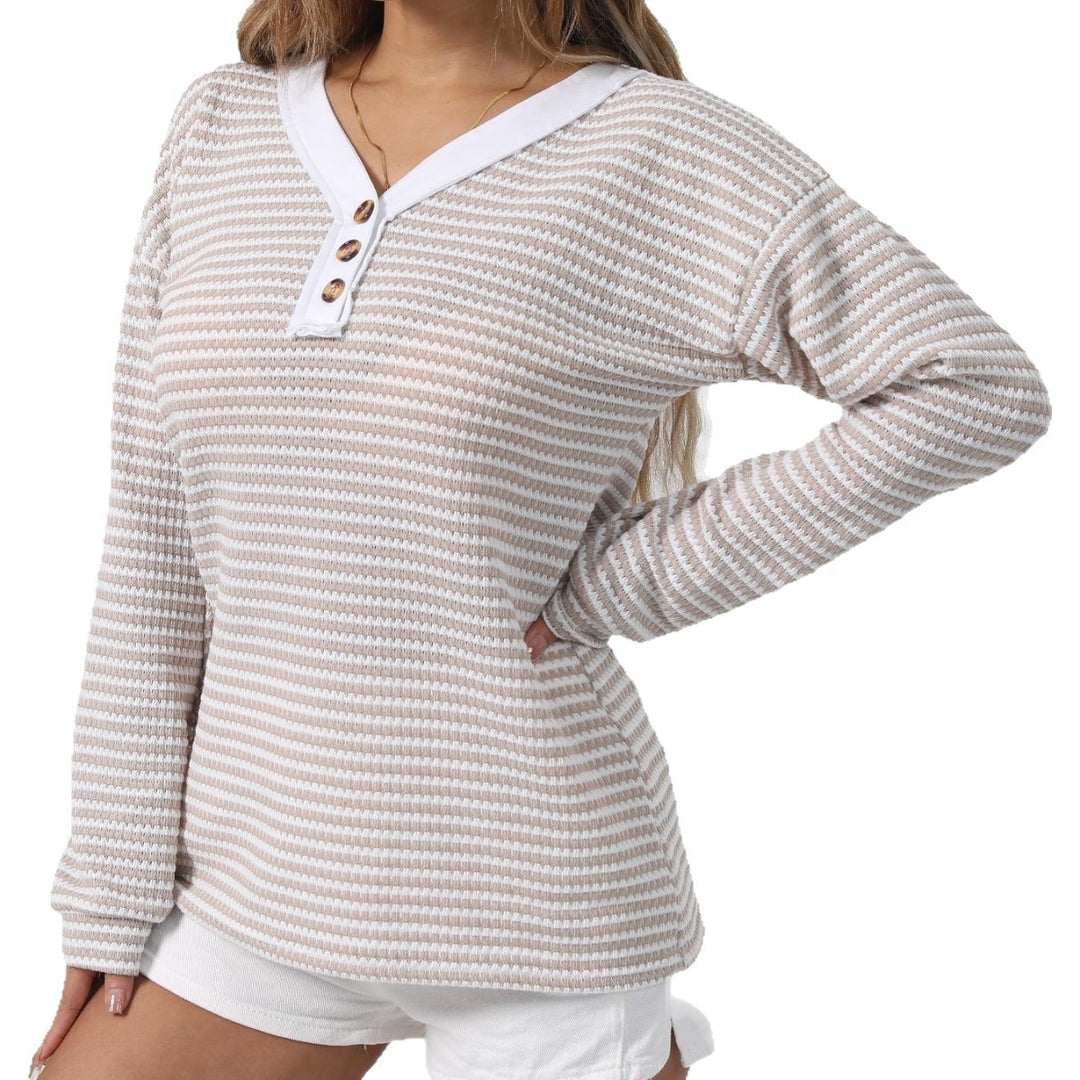 Damen Langarmshirt mit strukturiertem Gewebe und modischen Knopfdetails Drune