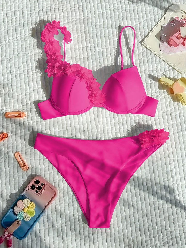 Damen Bikini-Set mit floralem Design und gepolstertem Oberteil Drune