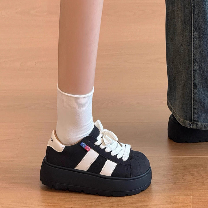 Damen Hochwertige Freizeitsneaker mit dicker Plateausohle und atmungsaktiver Mesh-Oberfläche Drune