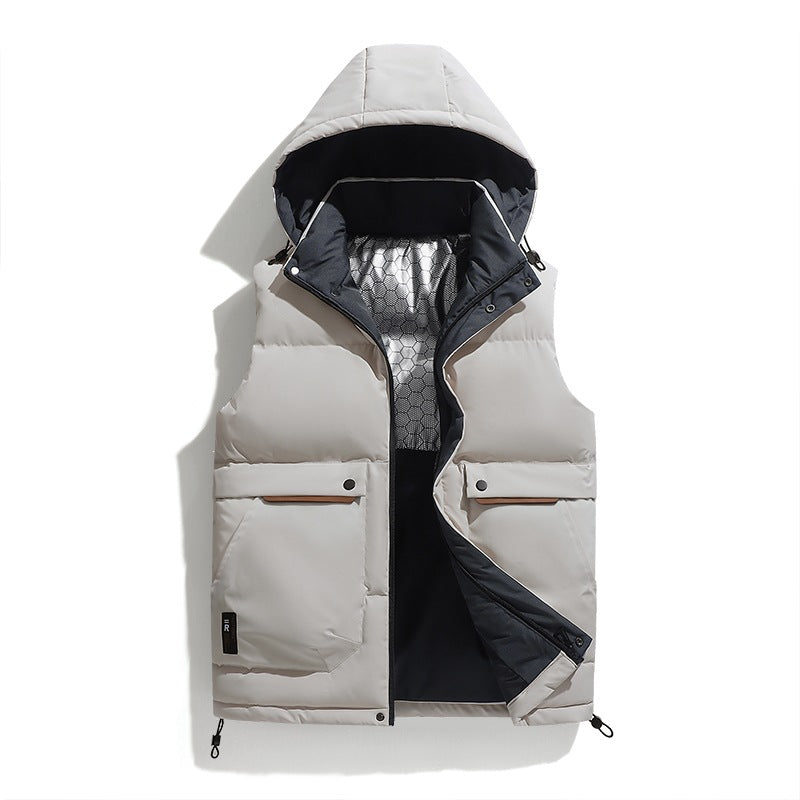 Herren Leichte Pufferweste mit abnehmbarer Kapuze, Thermoisolierung & Utility-Taschen Drune