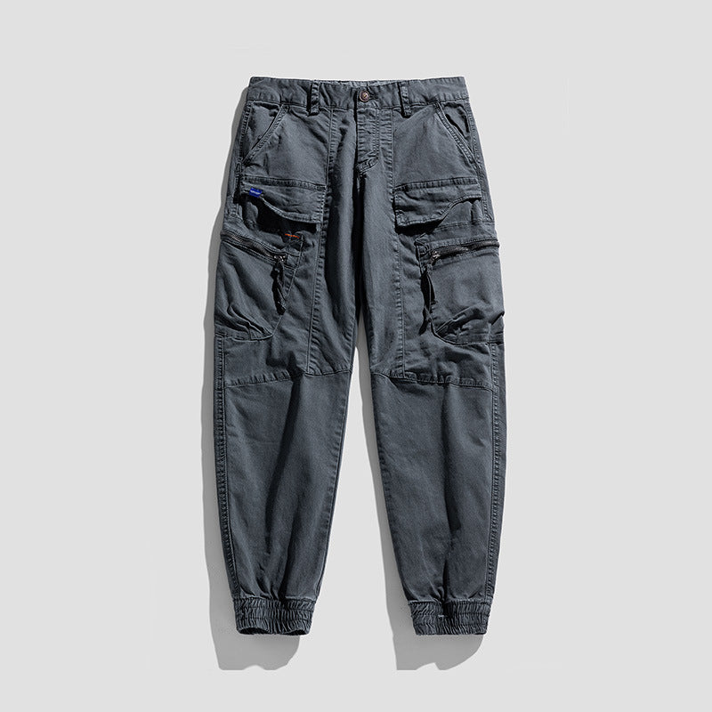 Herren Multifunktionale Cargo-Jogginghose im Tactical-Canvas-Stil mit Knie‑Paneelen, Reißverschluss‑ und Klappentaschen Drune