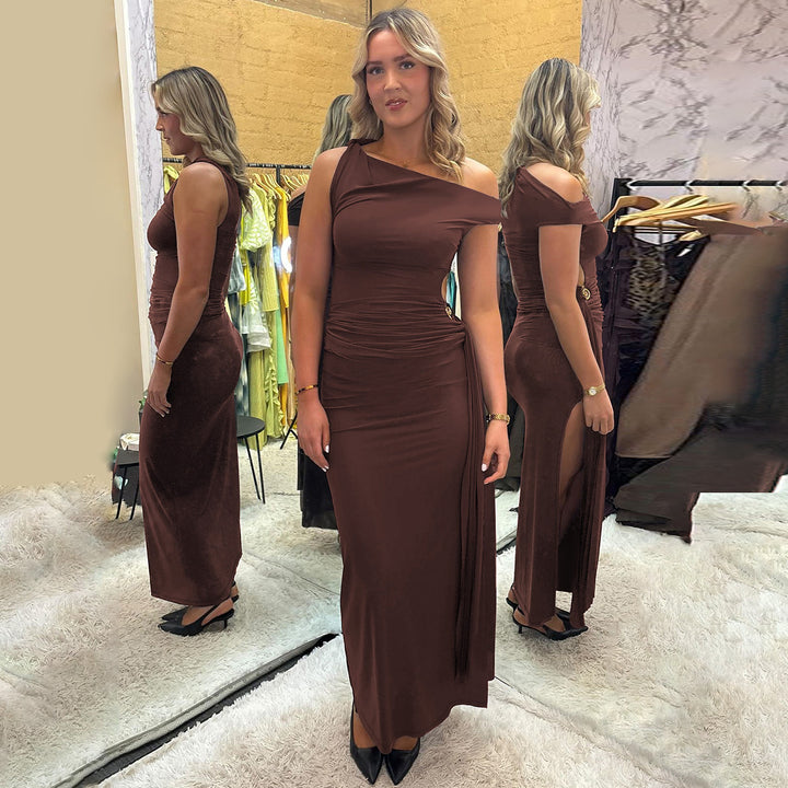 Damen Elegantes Wickelkleid mit gerafftem Einsatz Drune