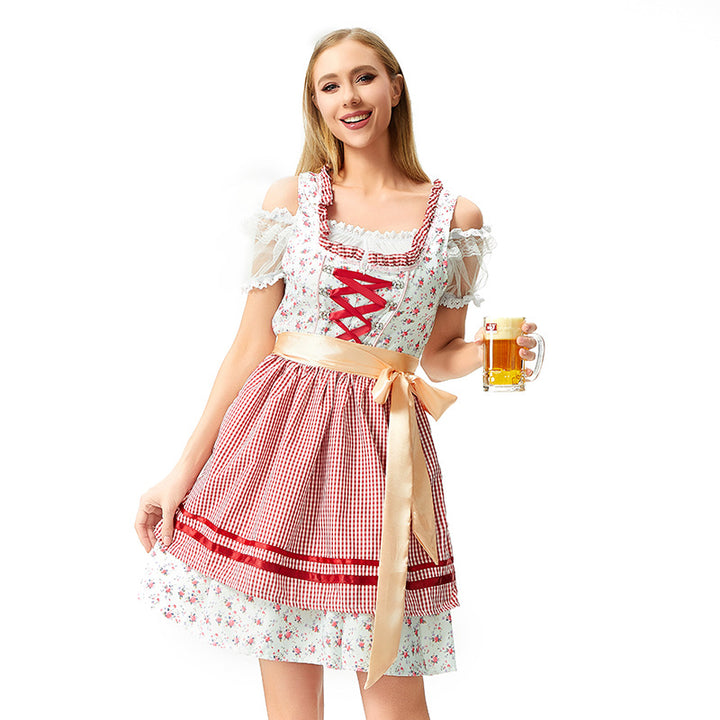 Damen nan Blusenkleid im Trachtenstil mit dekorativem Korsettband und geraffter Schürze Drune