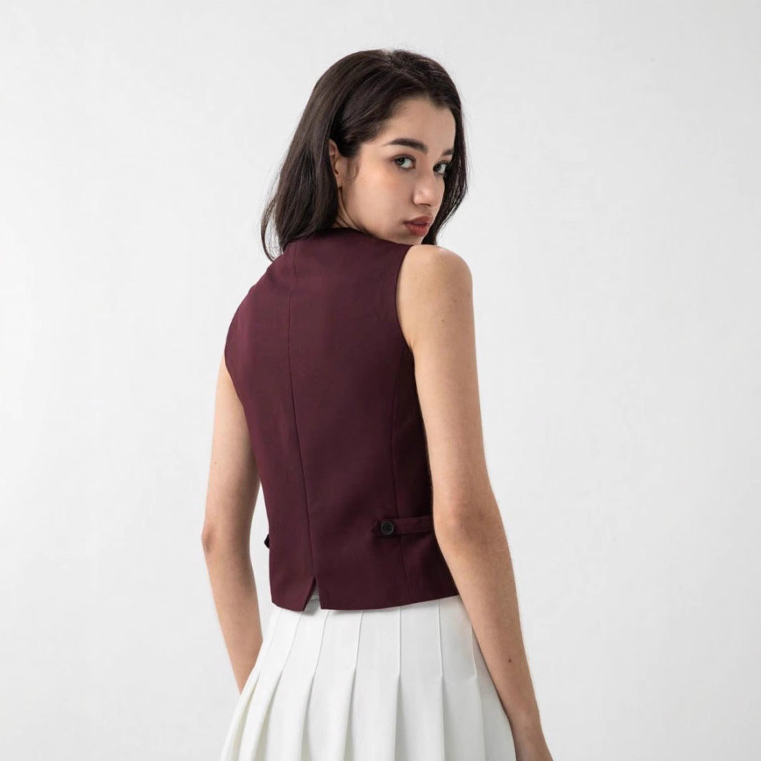 Damen elegante Weste mit modernem Schnitt und praktischen Knopfdetails Drune