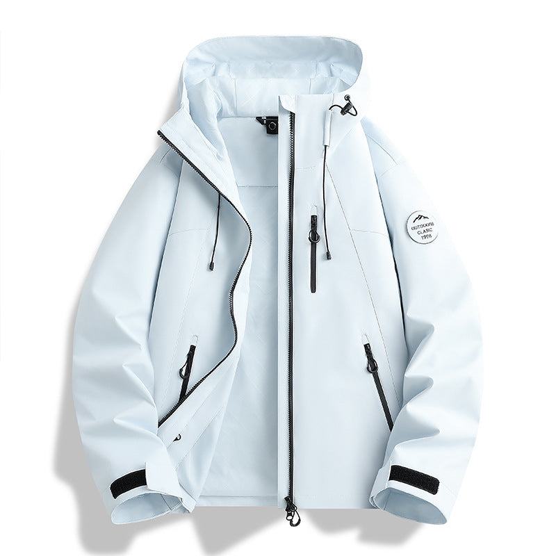 Damen Leichte wasserdichte Kapuzenjacke mit Teddy‑Charm und verdeckten Reißverschlusstaschen Drune