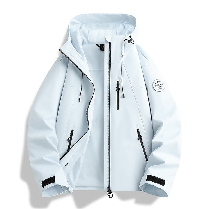 Damen Leichte wasserdichte Kapuzenjacke mit Teddy‑Charm und verdeckten Reißverschlusstaschen Drune