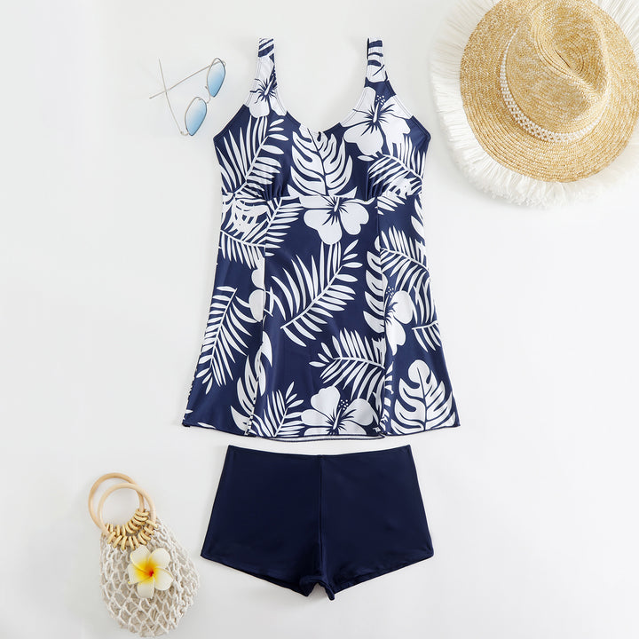 Damen nan Tankini-Set mit tailliertem Empire-Top und hochgeschnittener Badeshorts Drune