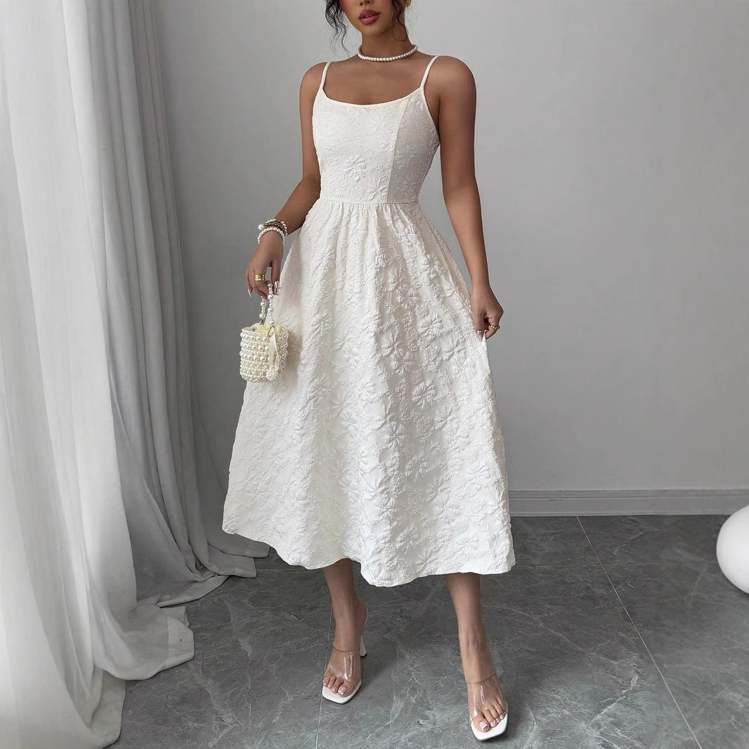 Damen Midikleid mit zarter Blumenstickerei Drune