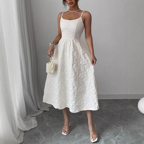 Damen Midikleid mit zarter Blumenstickerei Drune