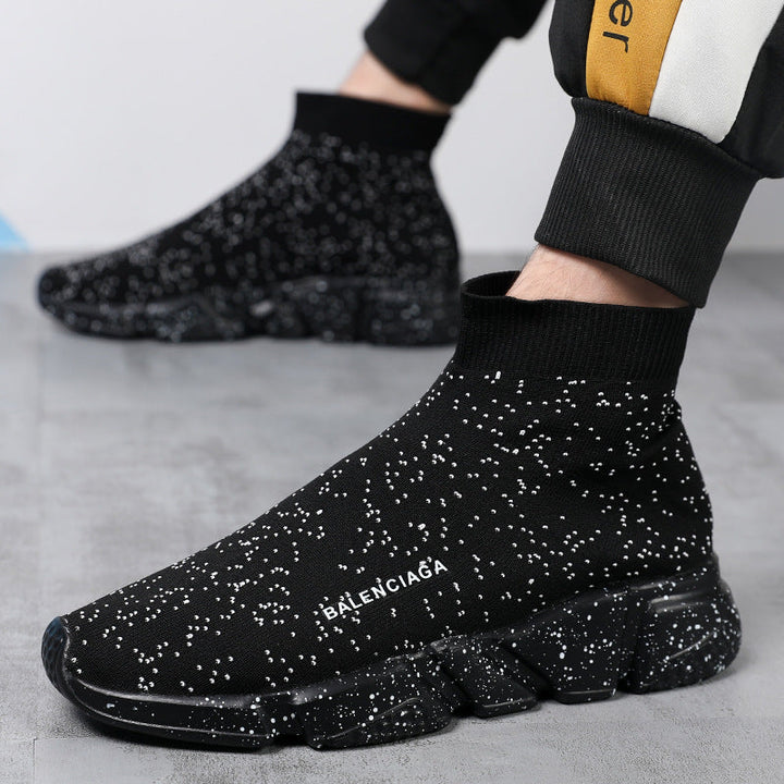 Damen Komfortable Slip-On Sneakers mit hohem Strickdesign Drune