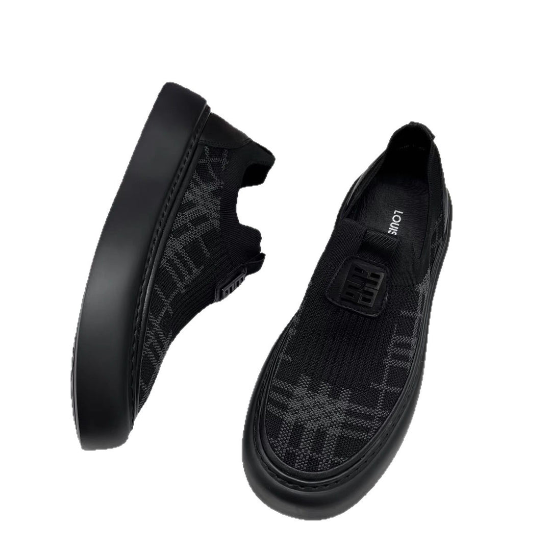 Herren Strick-Slip-on-Sneaker mit elastischem Schaft und dicker Plateau-Sohle Drune