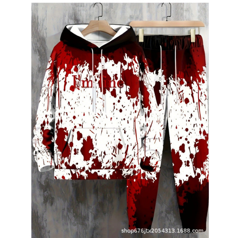 Damen Kreativer Kapuzenpullover mit blutrotem Print Drune