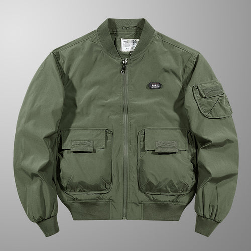 Herren  leichte matte Nylon Flug Bomberjacke mit übergroßen Klappen-Pattentaschen Drune