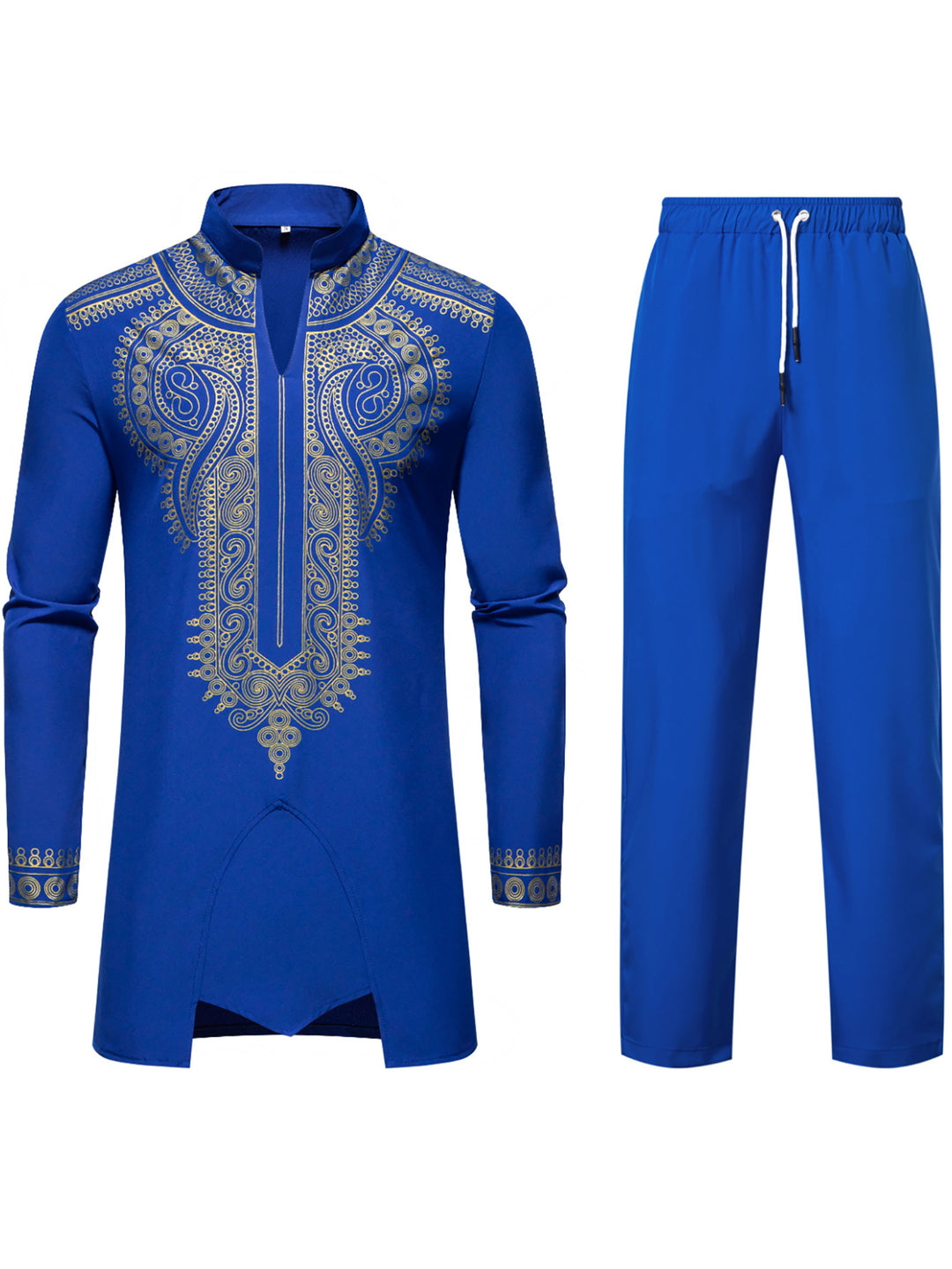 Herren Traditionelles besticktes Tunika‑Set mit Mandarinkragen und elastischer Hose Drune
