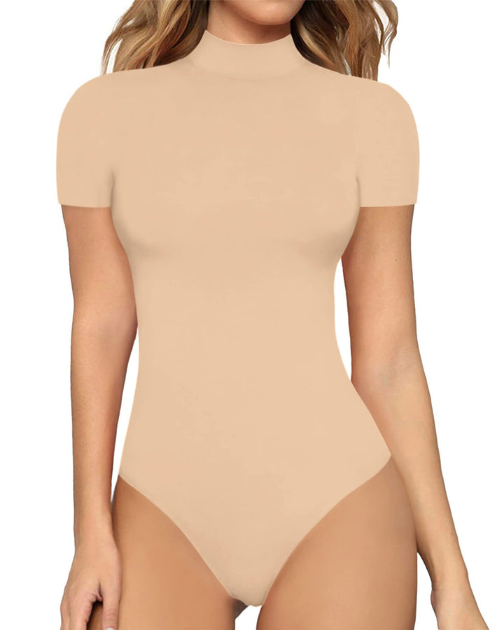 Damen Body mit kurzem Ärmel und hohem Kragen Drune