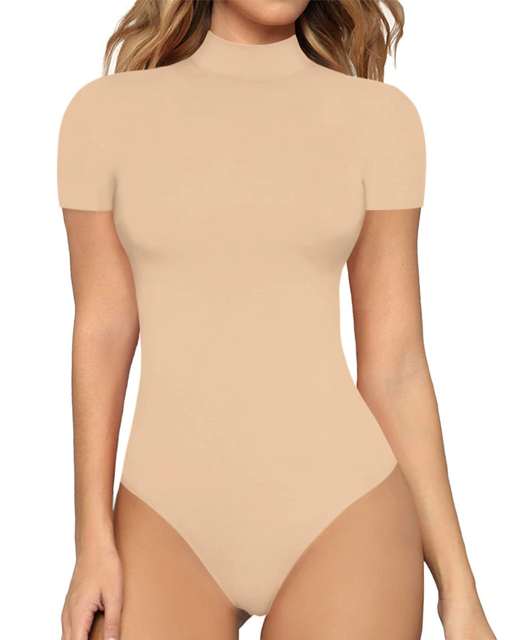 Damen Body mit kurzem Ärmel und hohem Kragen Drune