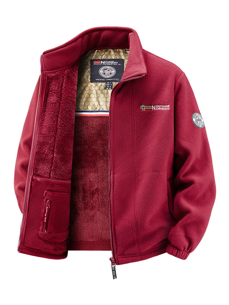 Damen Thermo-Fleecejacke mit wärmendem Teddyfutter, Stehkragen und Reißverschlusstaschen Drune