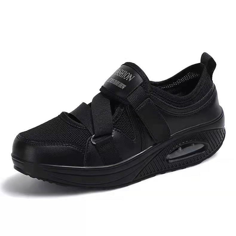 Damen Sportive Plateausneaker mit Luftkammer, Strick‑Mesh und Klettkreuzriemen Drune