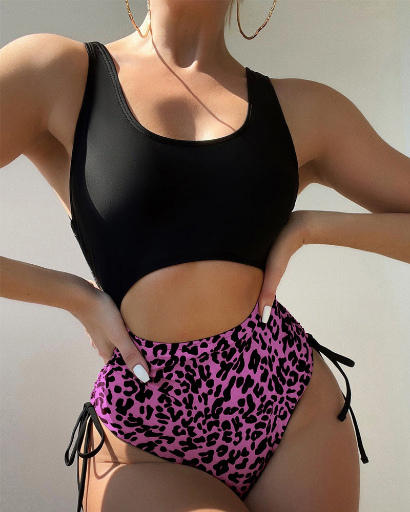 Damen Einteiler Badeanzug mit durchgehendem und farblich akzentuiertem Design Drune