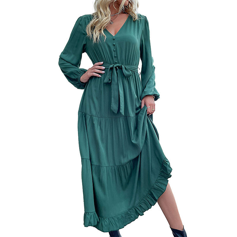 Damen Lange Bluse mit Taillengürtel Drune