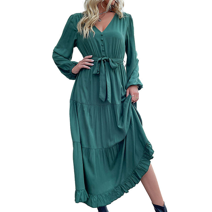 Damen Lange Bluse mit Taillengürtel Drune