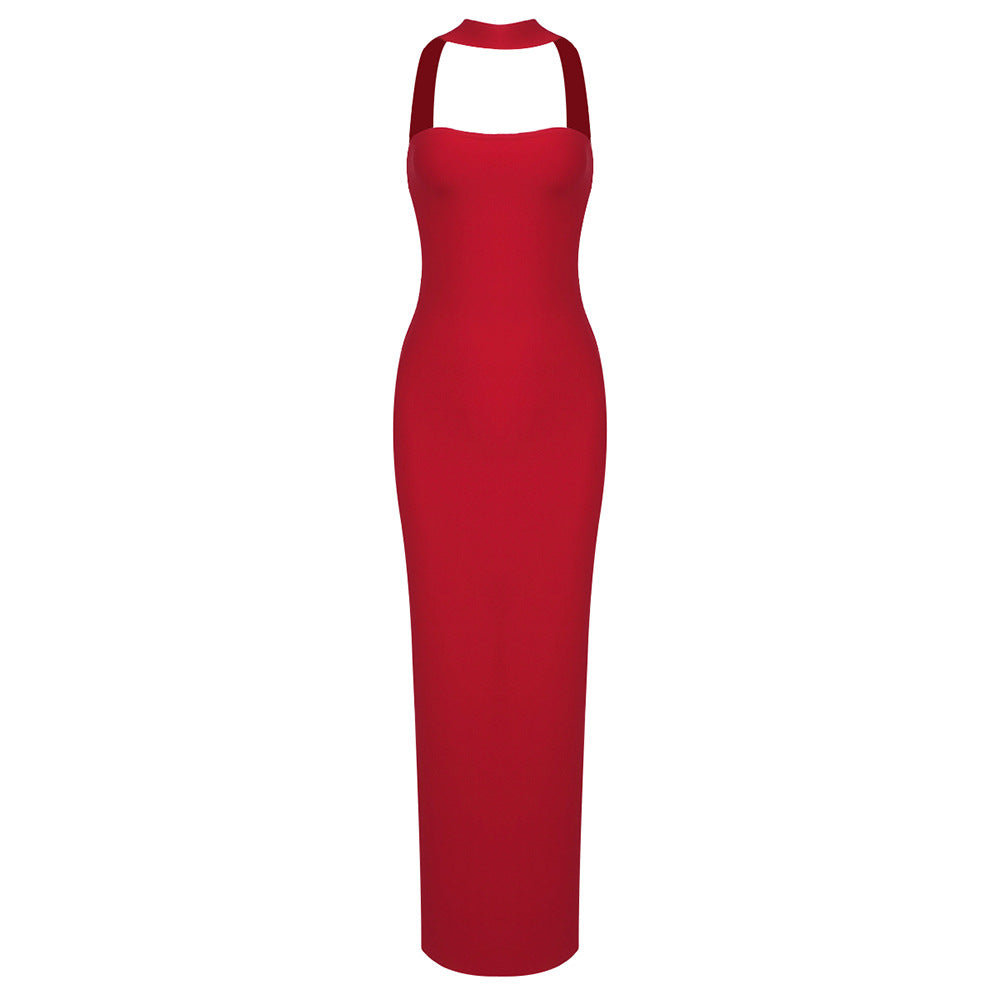 Damen elegantes Maxikleid mit verstellbaren Trägern Drune