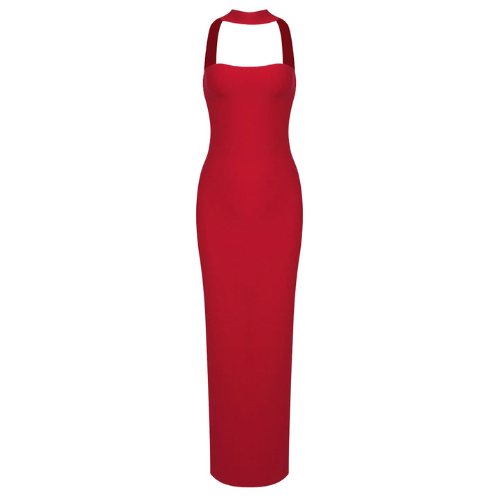 Damen elegantes Maxikleid mit verstellbaren Trägern Drune