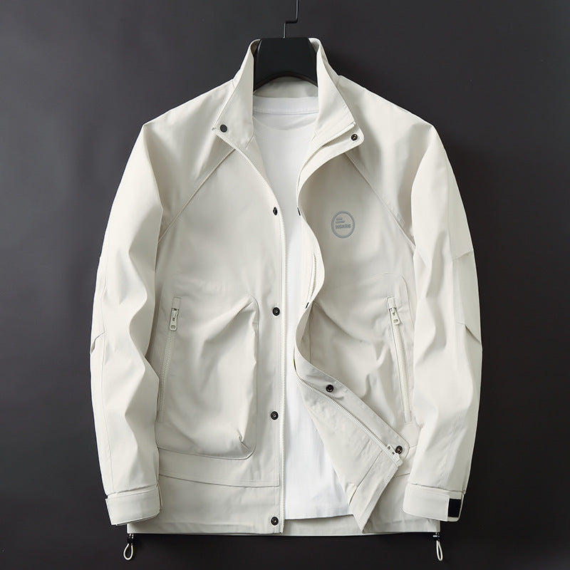 Herren Leichte technische Übergangsjacke mit Stehkragen, Reißverschluss und Multifunktionstaschen Drune
