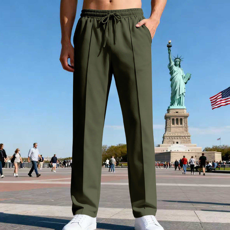 Herren Weite Travel-Loungehose mit Bügelfalte, elastischem Tunnelzug und seitlichen Eingrifftaschen Drune