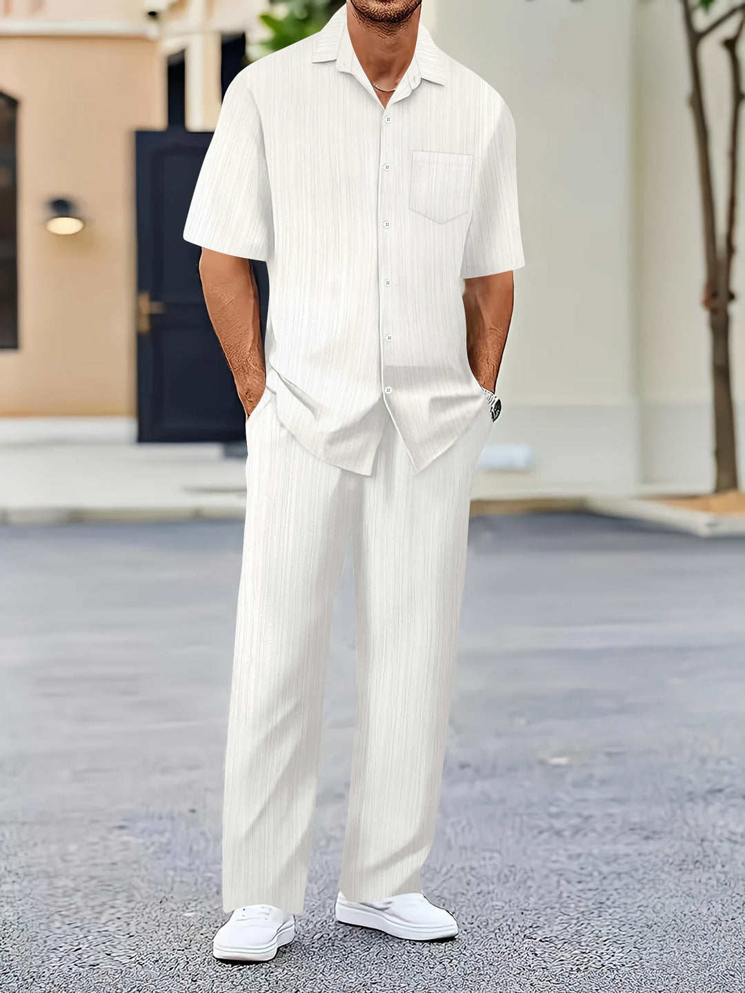 Herren Freizeitanzug mit eleganter Textur und praktischen Taschen Drune