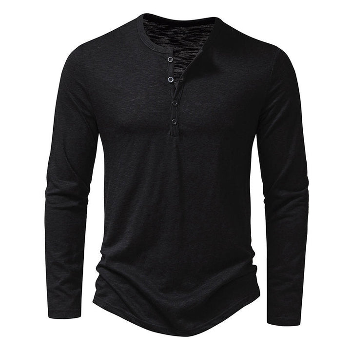 Herren Langarm-Henley-Shirt aus hochwertiger Baumwolle mit modernem Schnitt Drune