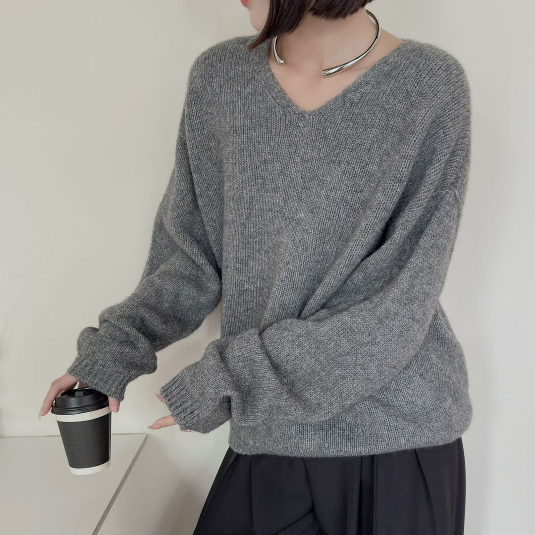 Femme Luxuriöser V-Ausschnitt Pullover Drune