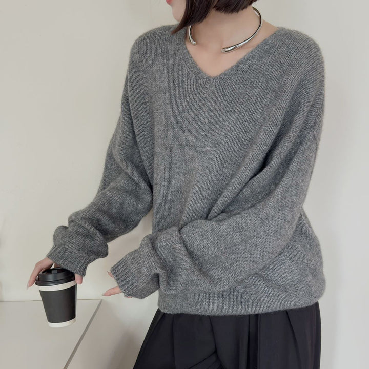 Femme Luxuriöser V-Ausschnitt Pullover Drune
