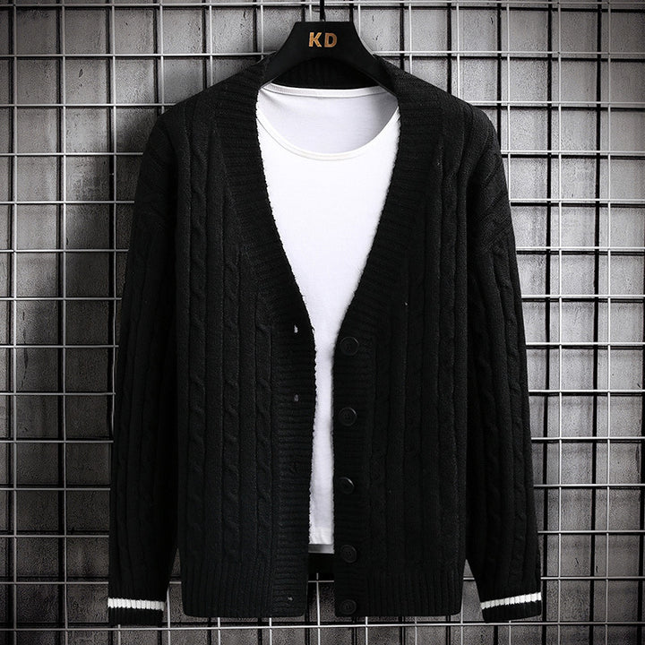 Damen Strickjacke mit Zopfmuster und Knopfdetails Drune