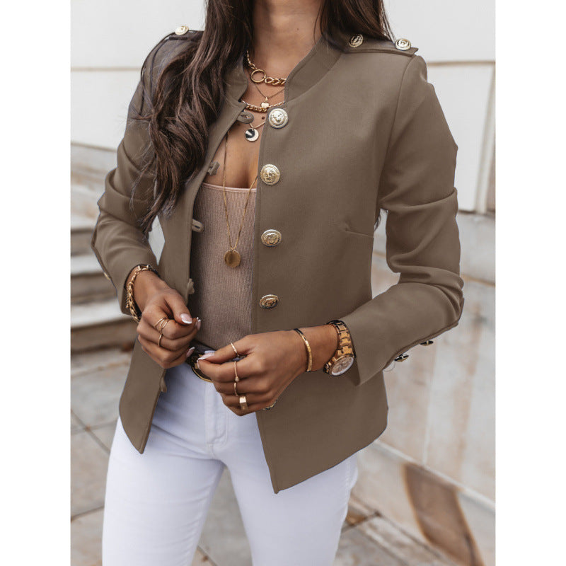 Damen modischer Blazer mit goldenen Knöpfen und schmalem Schnitt Drune