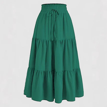 Damen Maxi-Rock mit elastischem Bund und Stufen-Design Drune