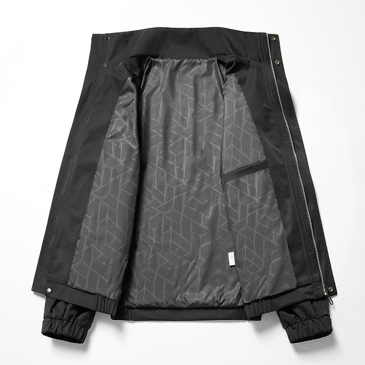 Herren Leichte Stehkragen-Fieldjacke mit verdeckter Reißverschlussleiste und elastischem Saum Drune
